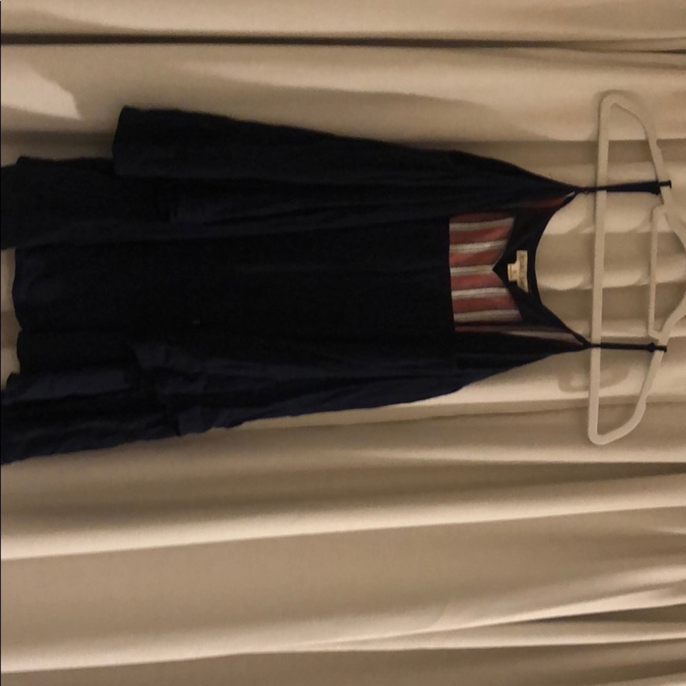 Navy long sleeve dress with cold shoulder
